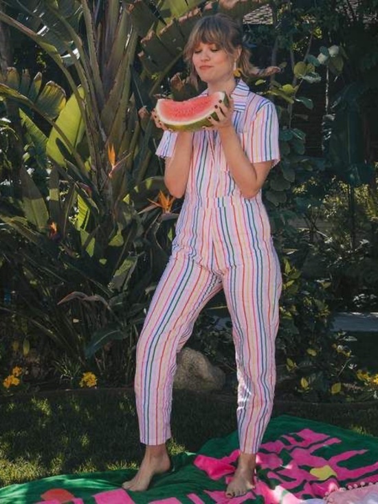 Nooworks Pants - Nooworks Cotton Striped Jumpsuit XS PROFESSIONALLY ALTERED FOR LONG TORSO